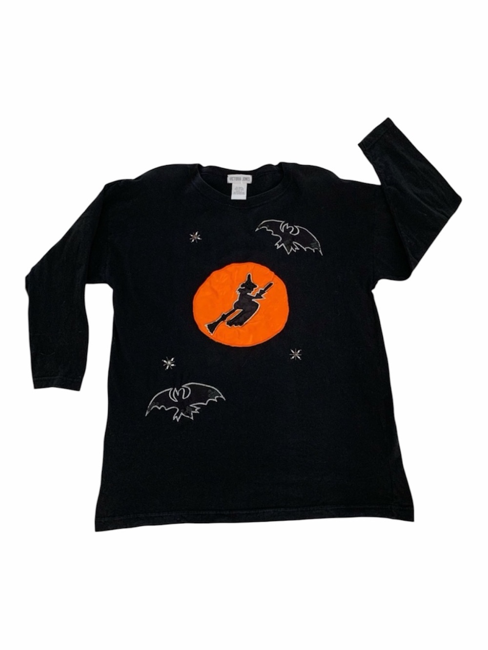 Vintage Victoria Jones Halloween Shirt  Women’s Large Long Sleeves Witch Black